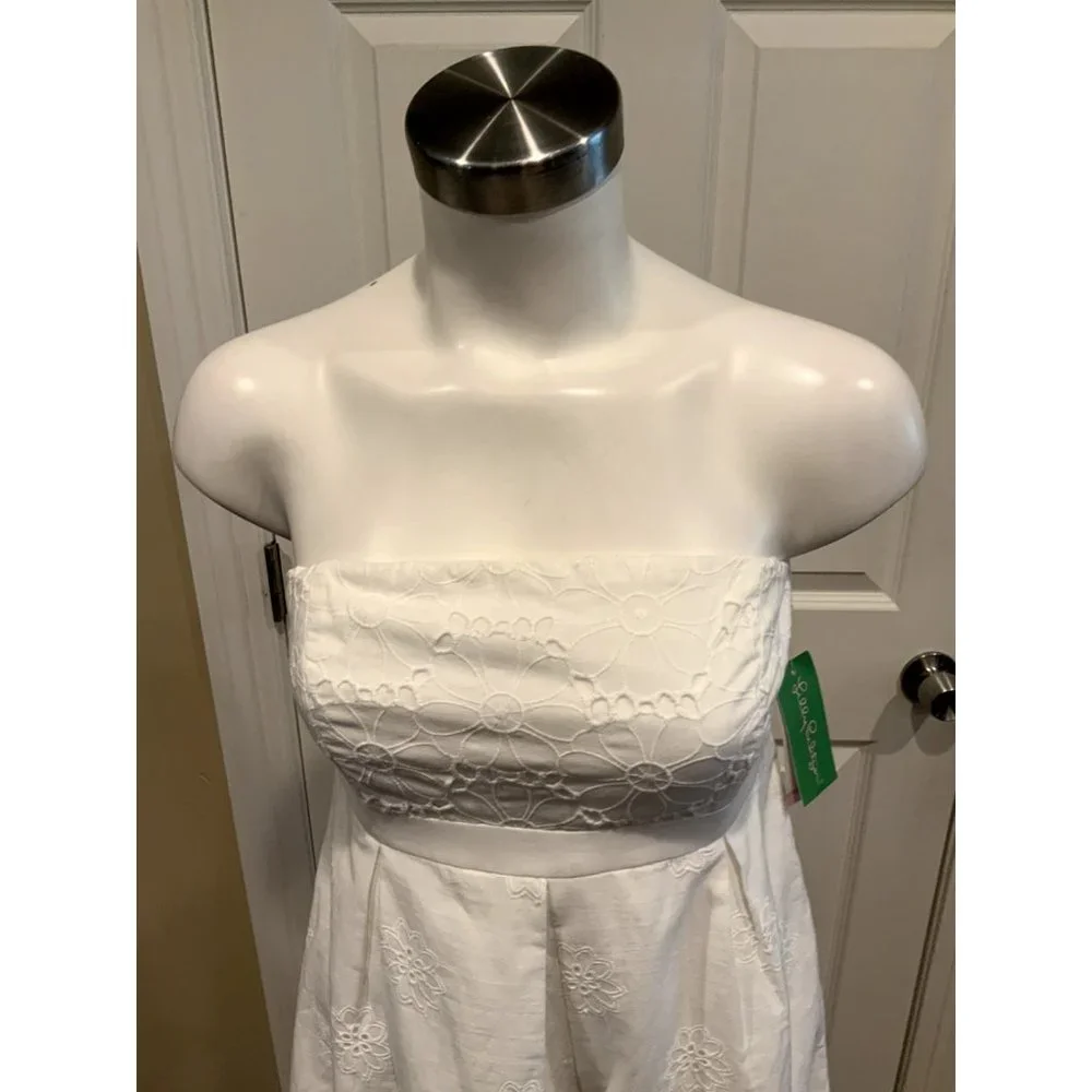 Lilly Pulitzer White "Betsey" Eyelet Strapless Mini Dress, Size 4, NWT! - Picture 2 of 8